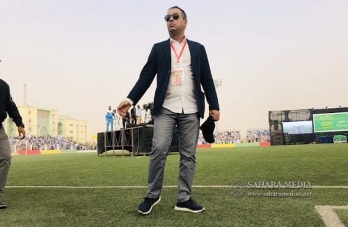 رئيس الاتحادية الموريتانية لكرة القدم أحمد ولد يحيى خلال تنظيم الحفل (صحراء ميديا)