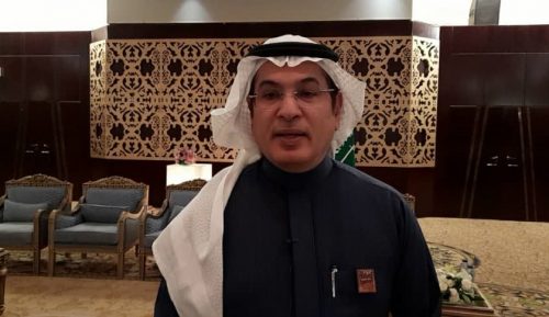 رئيس اللجنة الإعلامية لمناسبة يوم التأسيس رئيس هيئة الإذاعة والتلفزيون محمد بن فهد الحارثي متحدثا إلى صحراء ميديا